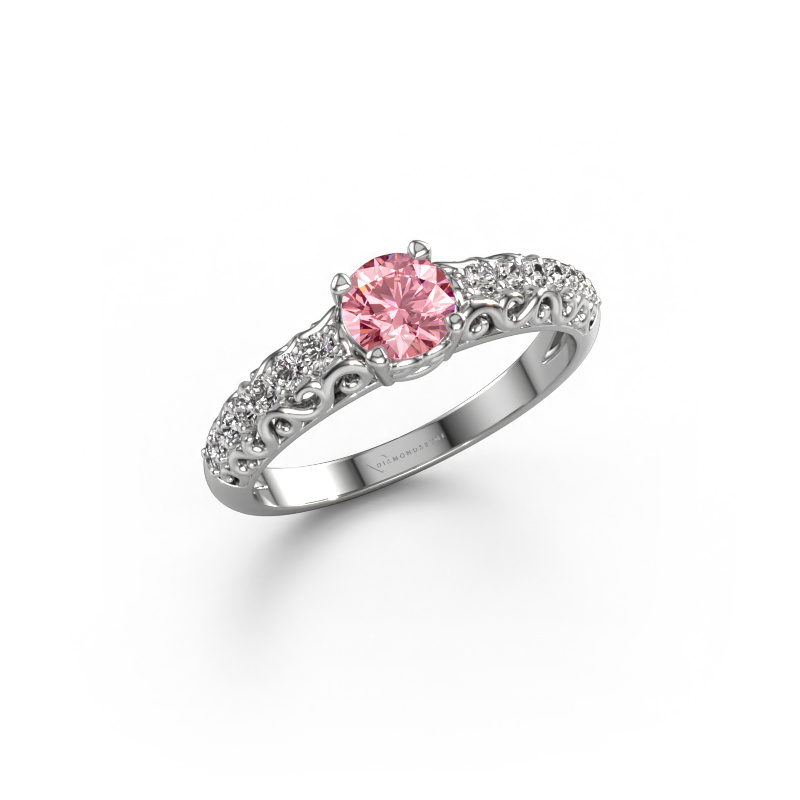 Image of Engagement ring Mellie 950 platinum Pink lab grown diamond 5 mm