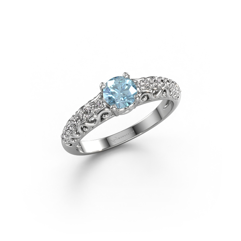 Image of Engagement ring Mellie 950 platinum Blue lab grown diamond 5 mm