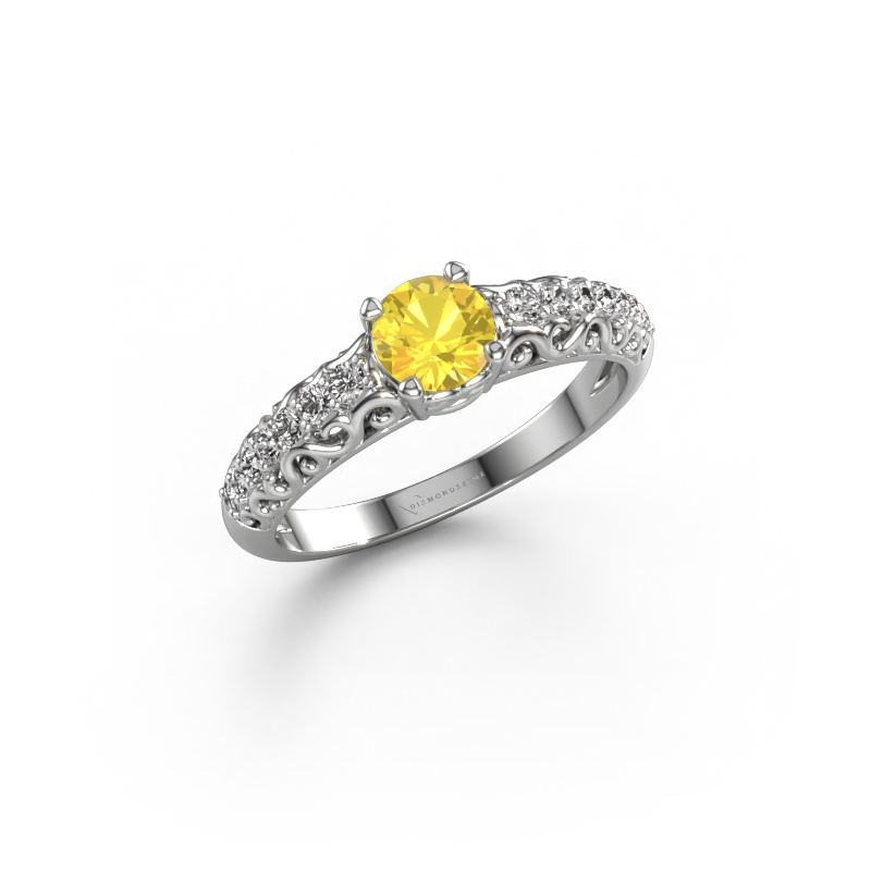 Image of Engagement ring Mellie 950 platinum Yellow sapphire 5 mm