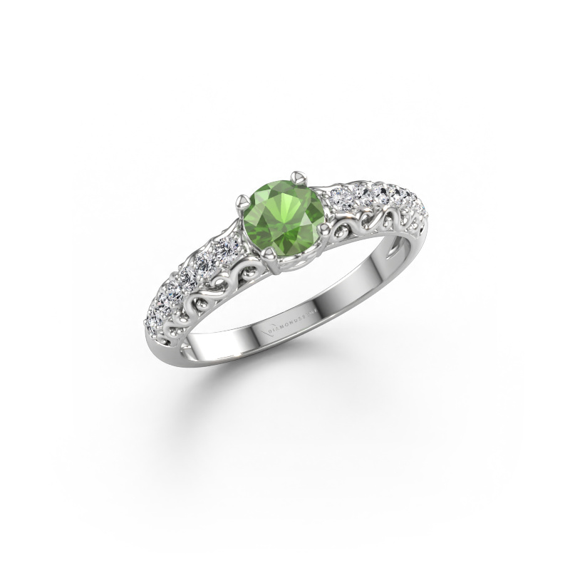 Image of Engagement ring Mellie 950 platinum Tourmaline green 5 mm