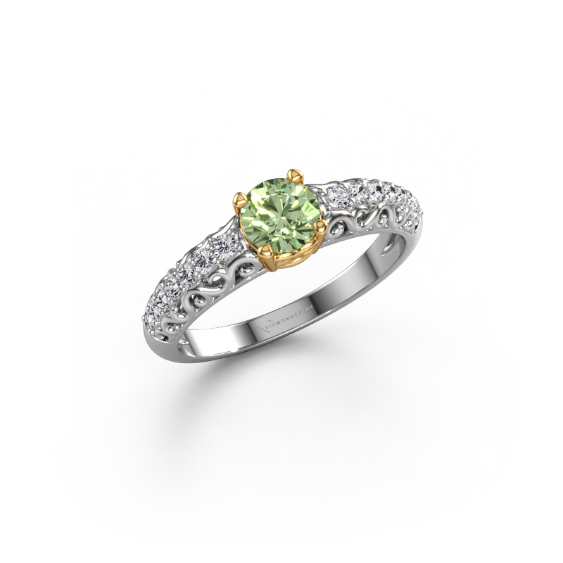 Image of Engagement ring Mellie 585 white gold Green lab grown diamond 5 mm