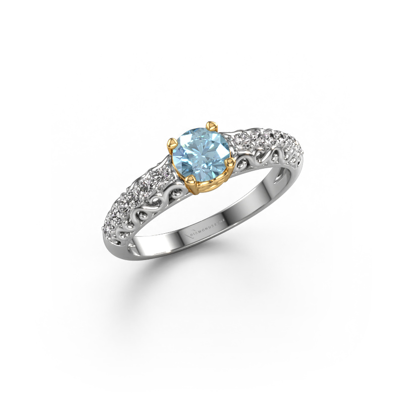 Image of Engagement ring Mellie 585 white gold Blue lab grown diamond 5 mm