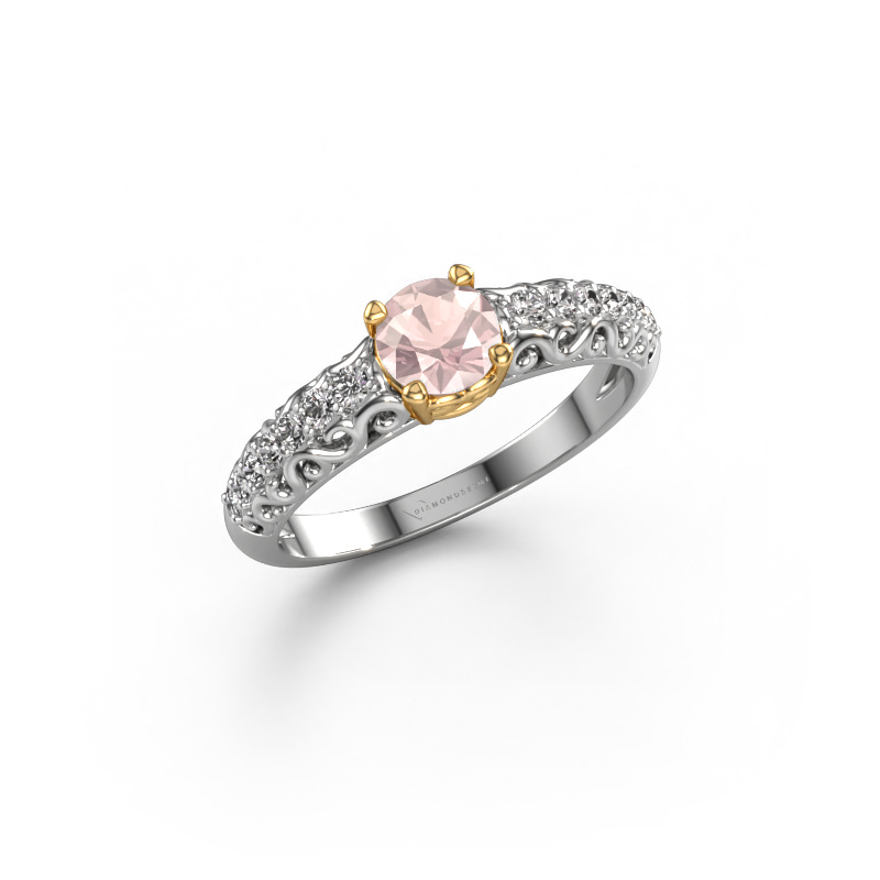 Image of Engagement ring Mellie 585 white gold Morganite champagne 5 mm