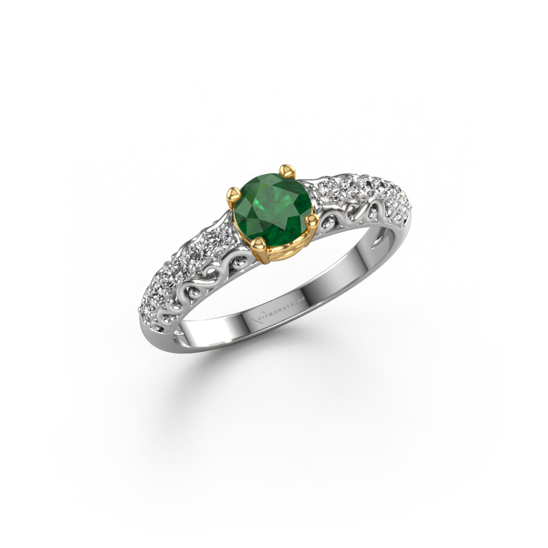 Image of Engagement ring Mellie 585 white gold Emerald 5 mm