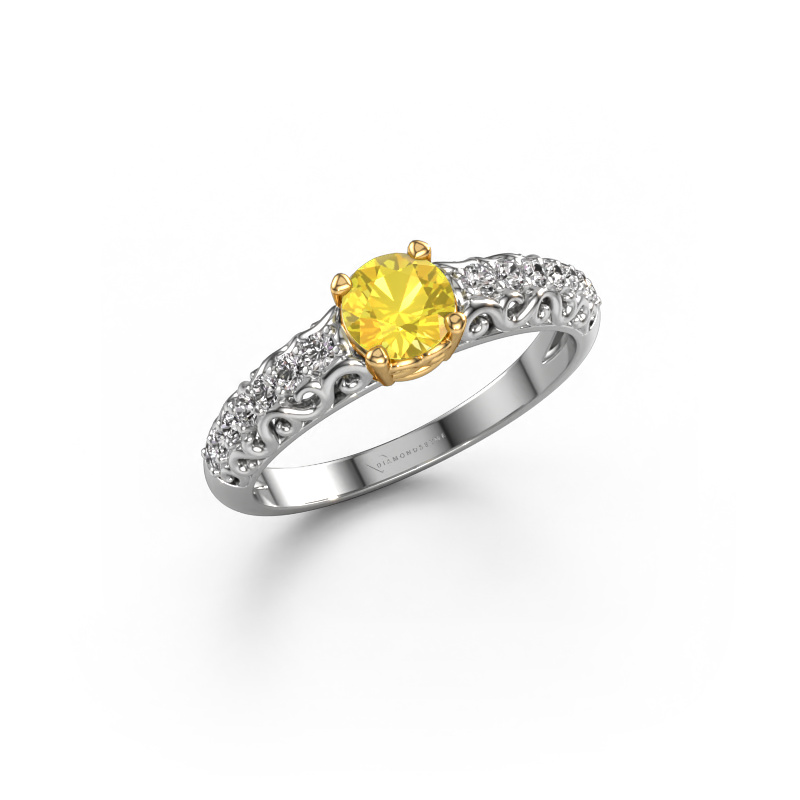 Image of Engagement ring Mellie 585 white gold Yellow sapphire 5 mm