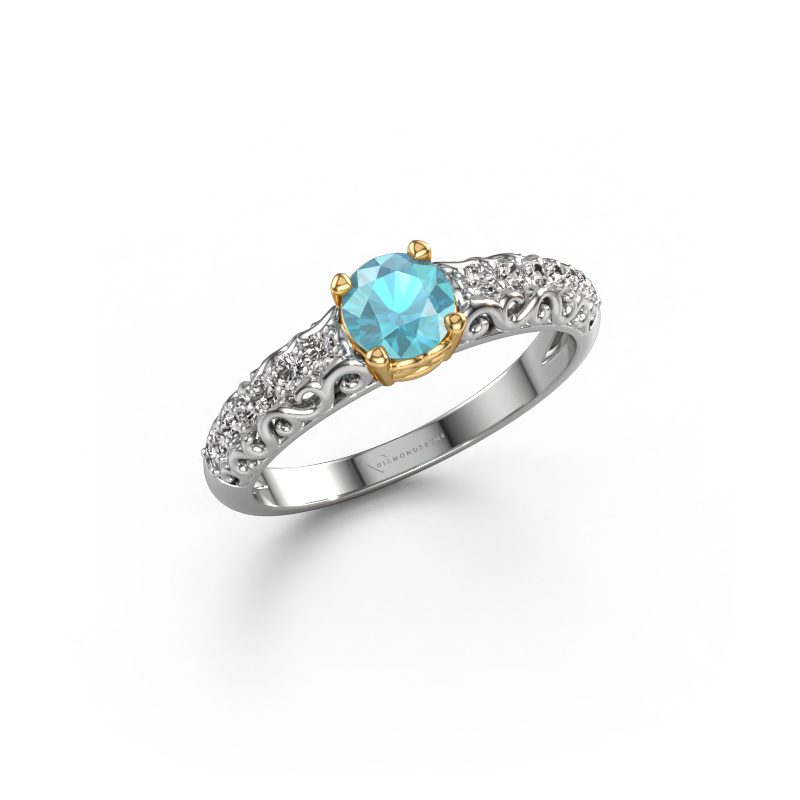 Image of Engagement ring Mellie 585 white gold Blue topaz 5 mm