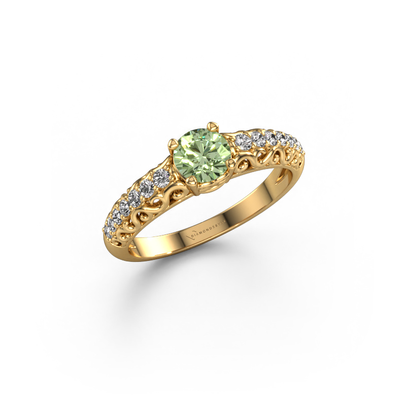 Image of Engagement ring Mellie 585 gold Green lab grown diamond 5 mm