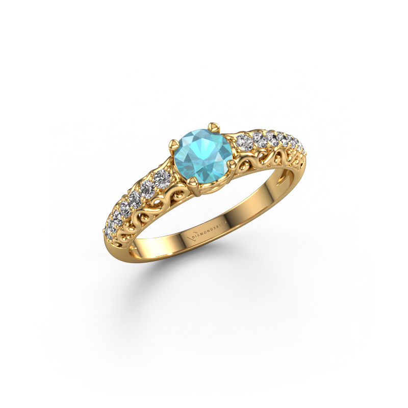 Image of Engagement ring Mellie 585 gold Blue topaz 5 mm
