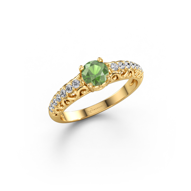 Image of Engagement ring Mellie 585 gold Tourmaline green 5 mm