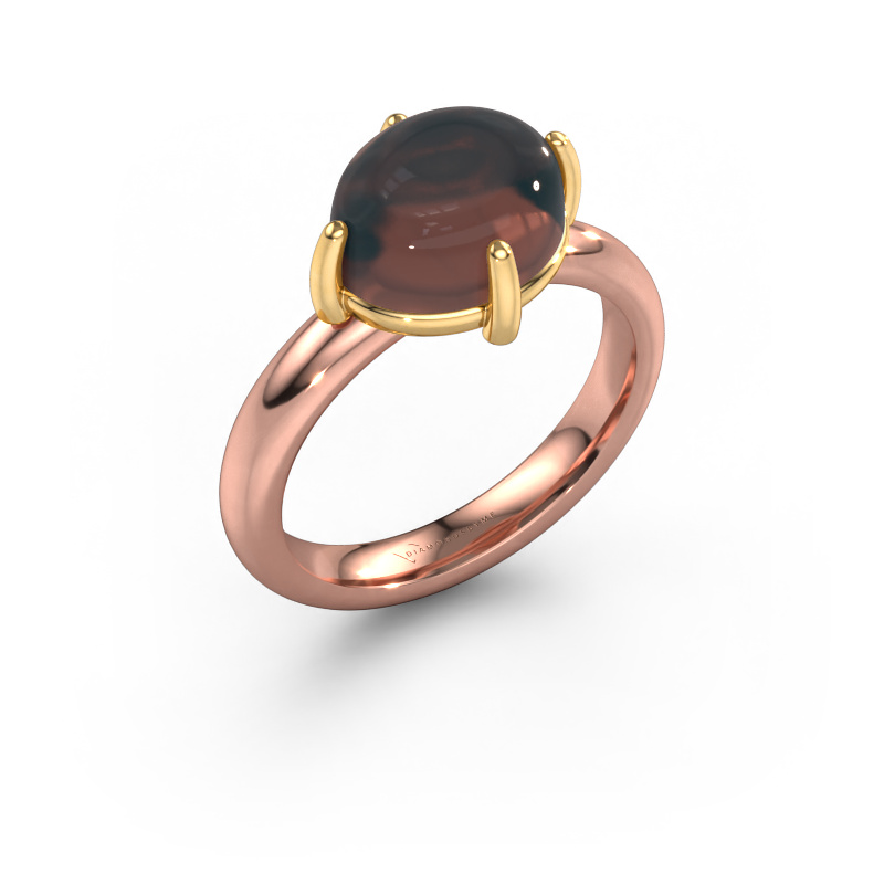 Image of Ring Melodee 585 rose gold Smokey quartz 10x8 mm