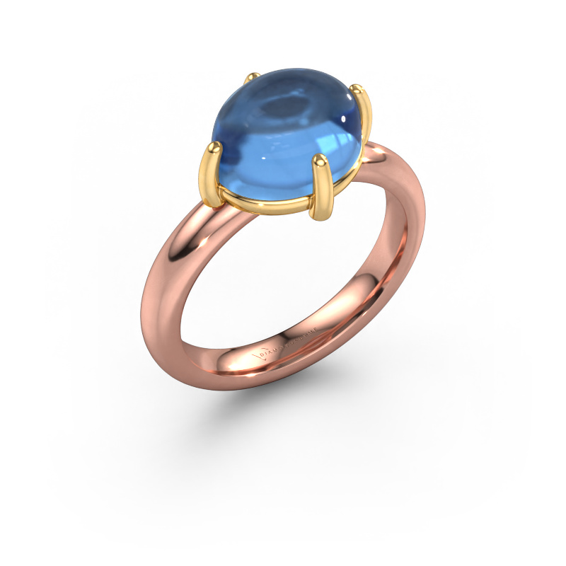 Image de Bague Melodee 585 or rose Topaze bleue 10x8 mm