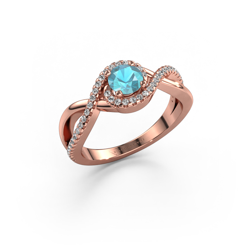 Image of Engagement ring Melody 585 rose gold Blue topaz 5 mm