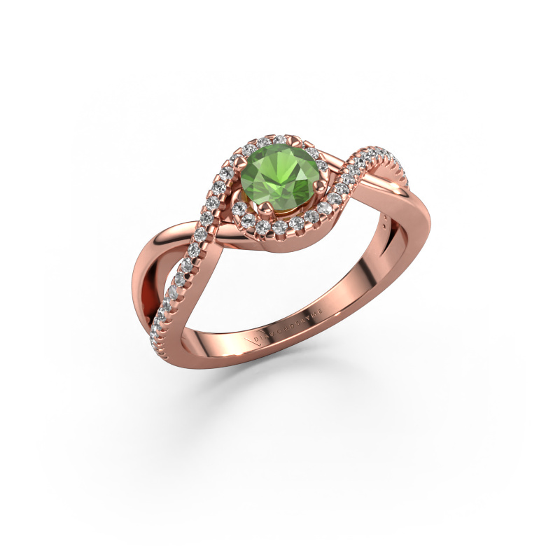 Image of Engagement ring Melody 585 rose gold Tourmaline green 5 mm