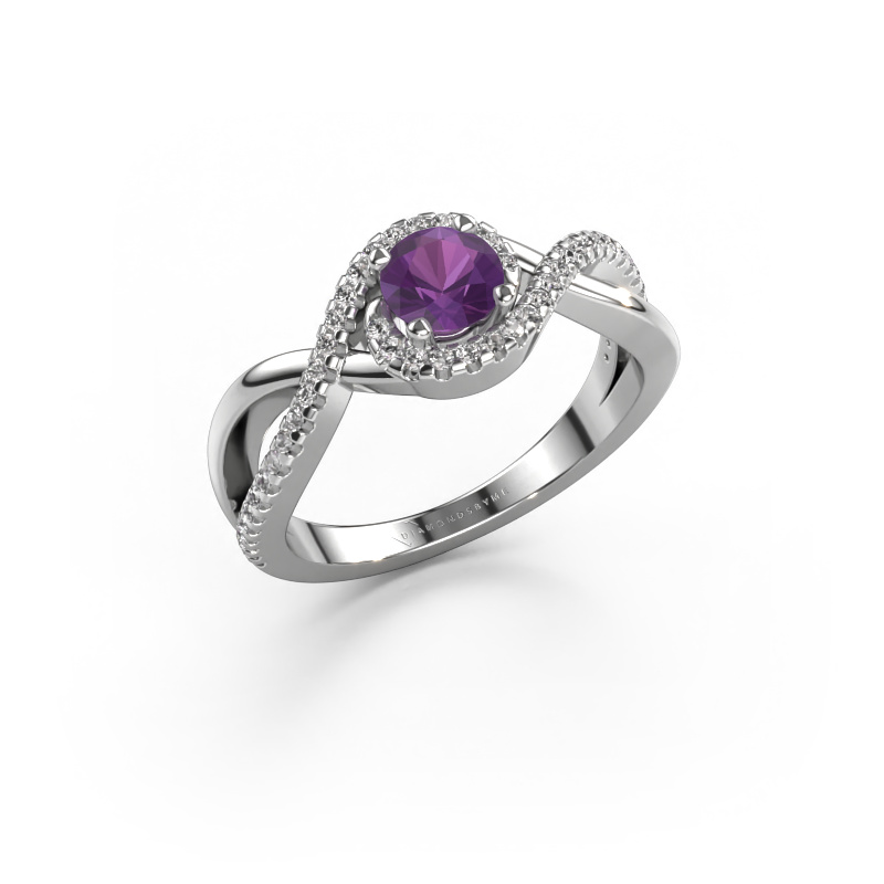 Image of Engagement ring Melody 950 platinum Amethyst 5 mm