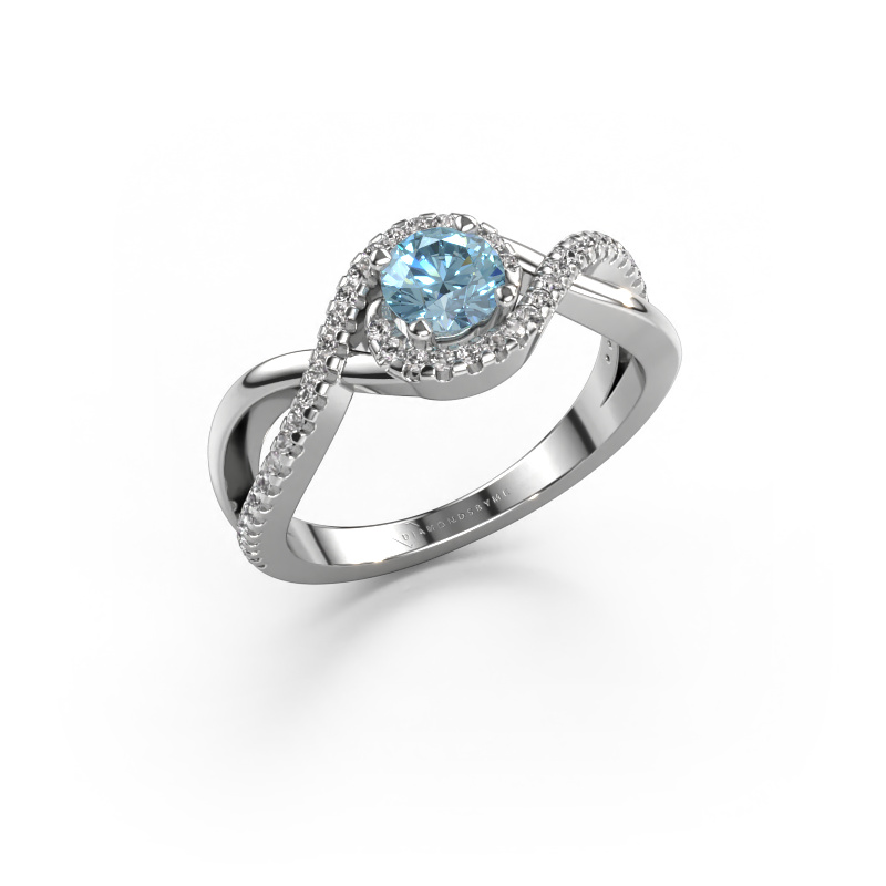 Image of Engagement ring Melody 585 white gold Blue lab grown diamond 5 mm