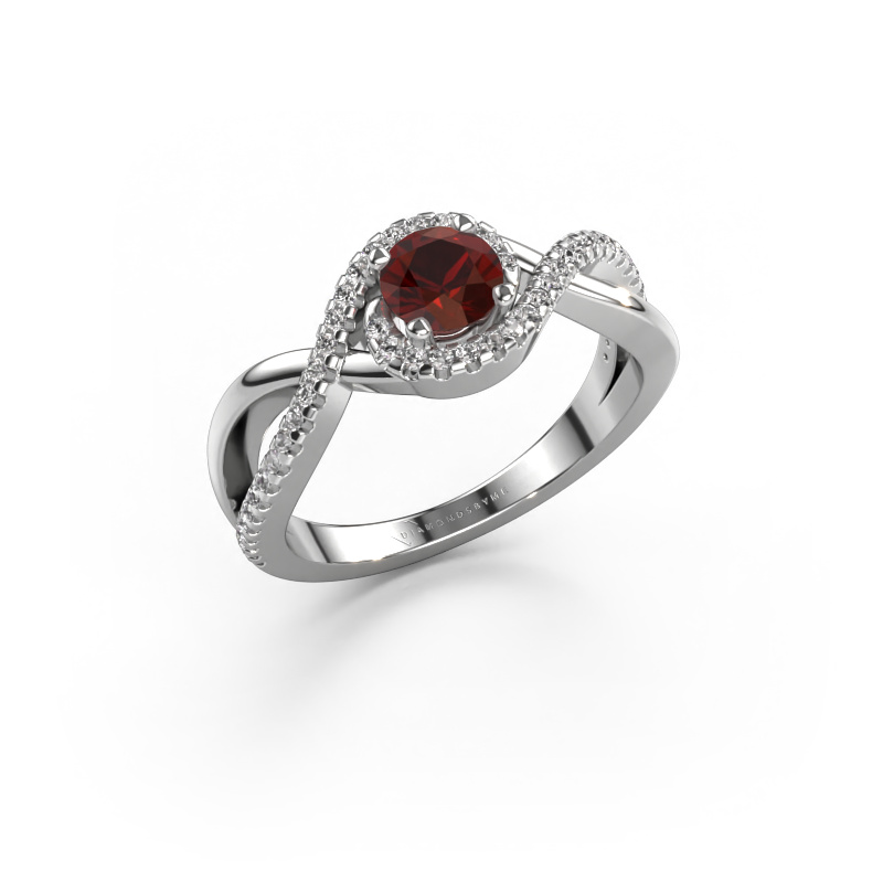 Afbeelding van Verlovingsring Melody 950 platina Granaat 5 mm