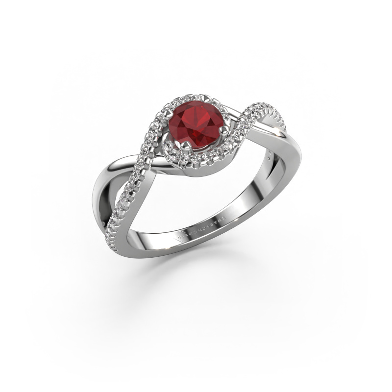 Image of Engagement ring Melody 585 white gold Ruby 5 mm