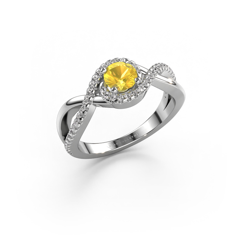 Image of Engagement ring Melody 950 platinum Yellow sapphire 5 mm