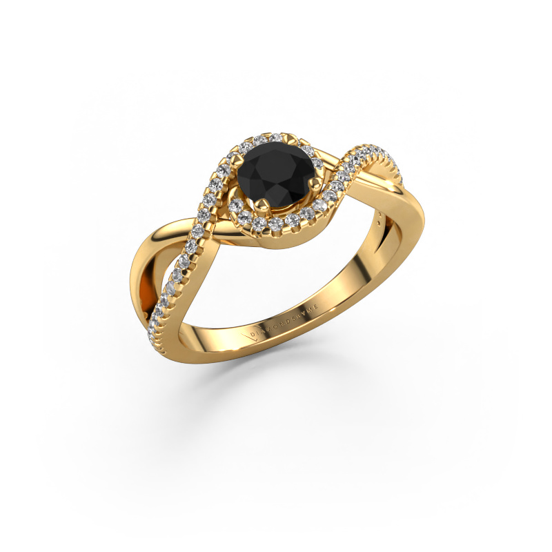 Image de Bague de fiançailles Melody 585 or jaune Diamant noir 0.835 crt