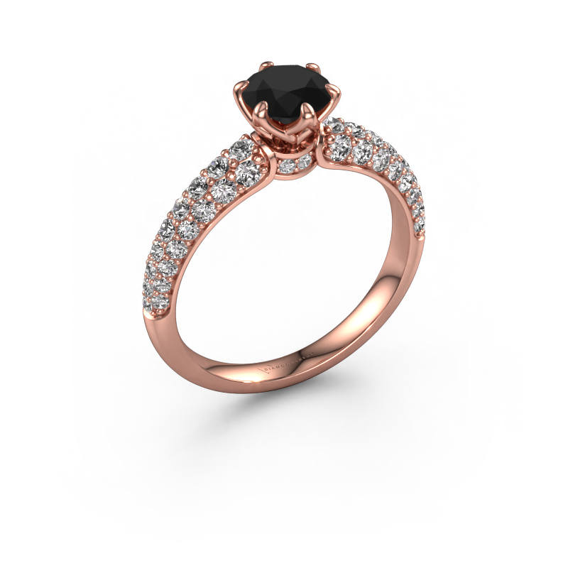 Image of Engagement ring Meryl 585 rose gold Black diamond 1.485 crt