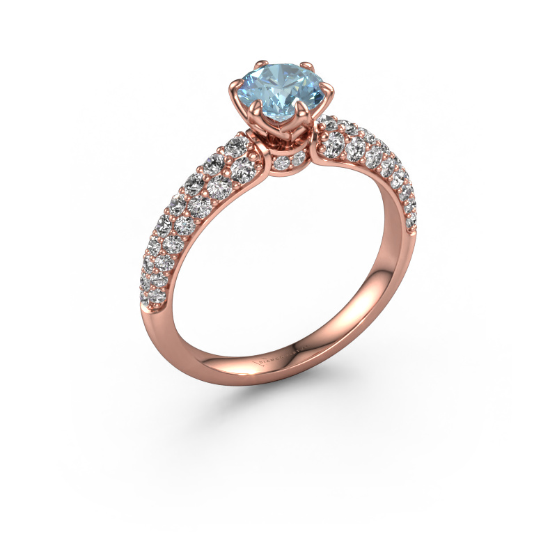 Image of Engagement ring Meryl 585 rose gold Blue lab grown diamond 5.7 mm