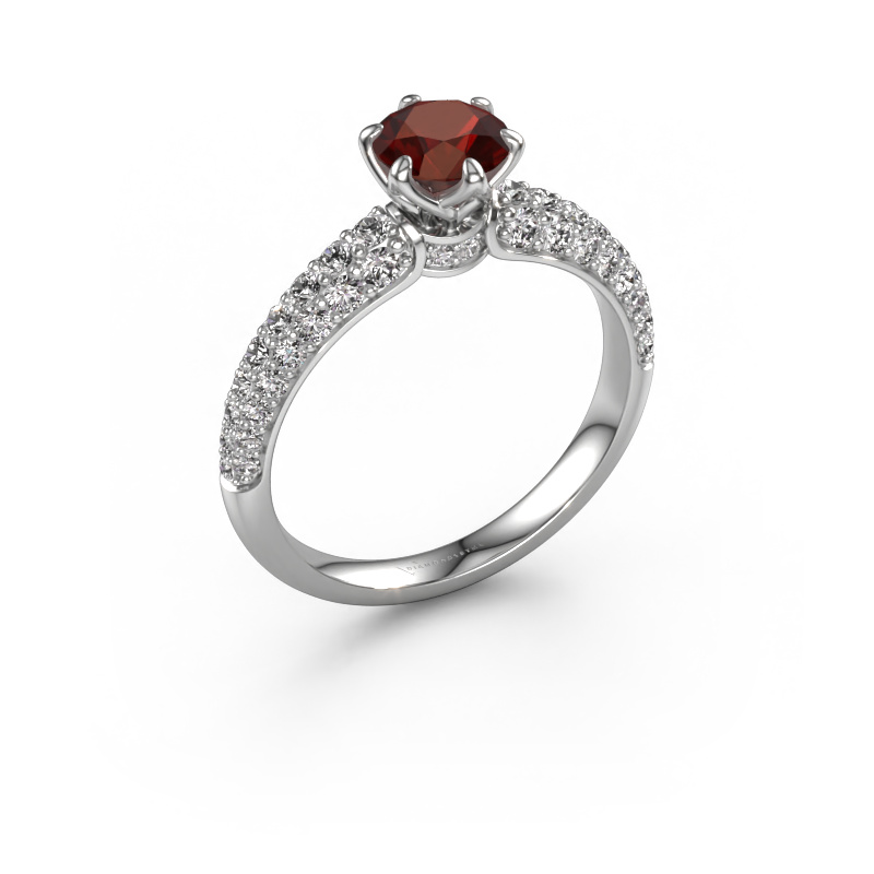 Image of Engagement ring Meryl 585 white gold Garnet 5.7 mm