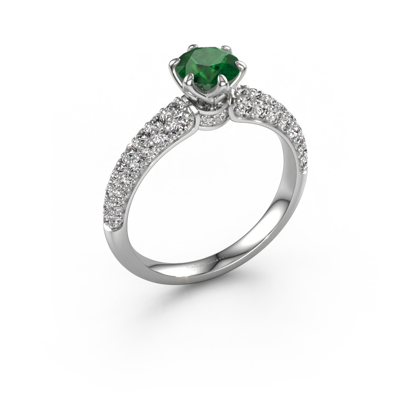 Image of Engagement ring Meryl 585 white gold Emerald 5.7 mm