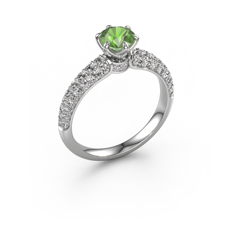 Image of Engagement ring Meryl 585 white gold Tourmaline green 5.7 mm