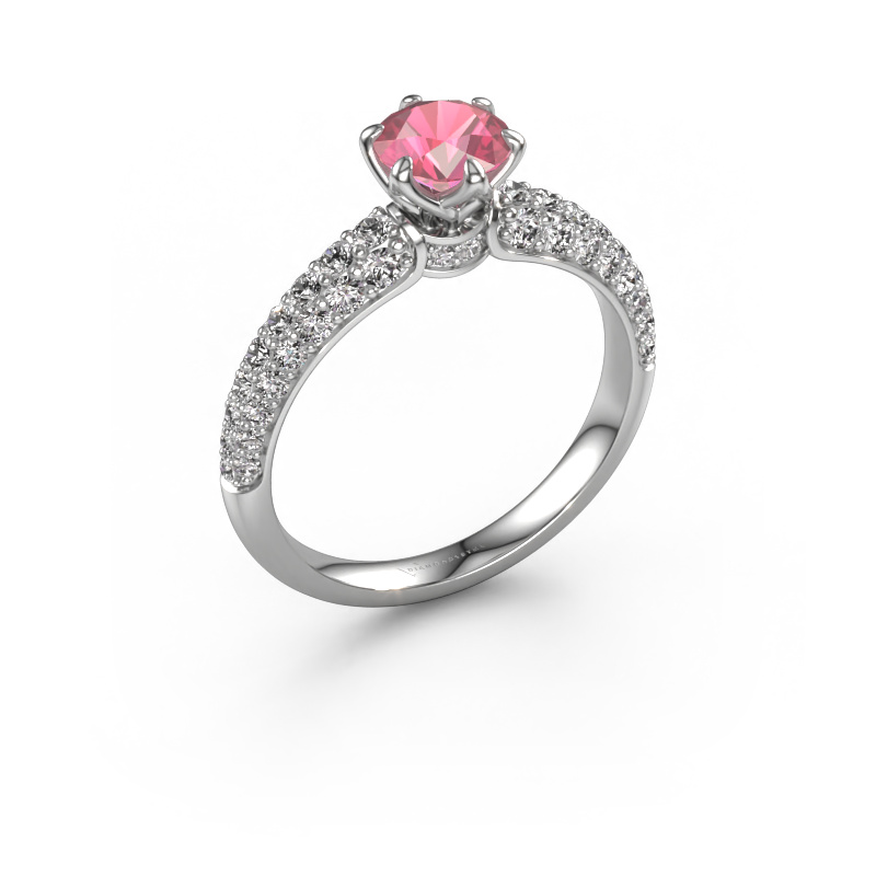 Image of Engagement ring Meryl 585 white gold Tourmaline pink 5.7 mm