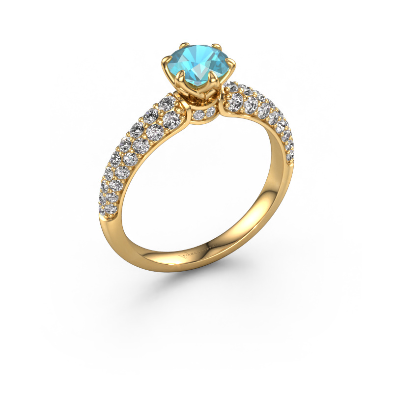 Image de Bague de fiançailles Meryl 585 or jaune Topaze bleue 5.7 mm