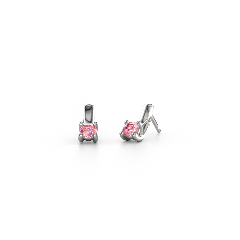 Image of Earrings Mia 1 585 white gold Pink lab grown diamond 4.2 mm