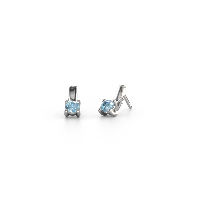 Image of Earrings Mia 1 950 platinum Blue lab grown diamond 4.2 mm