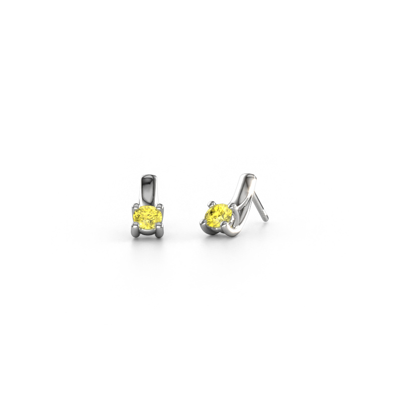 Image of Earrings Mia 1 950 platinum Yellow lab grown diamond 4.2 mm