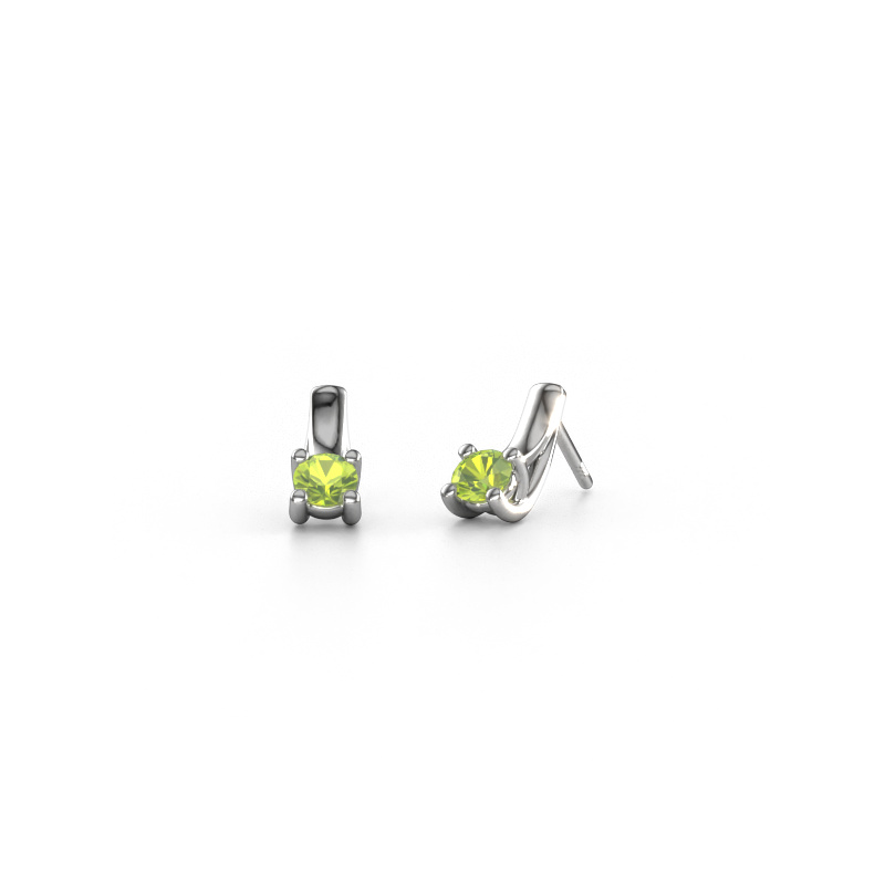 Image of Earrings Mia 1 585 white gold Peridot 4.2 mm
