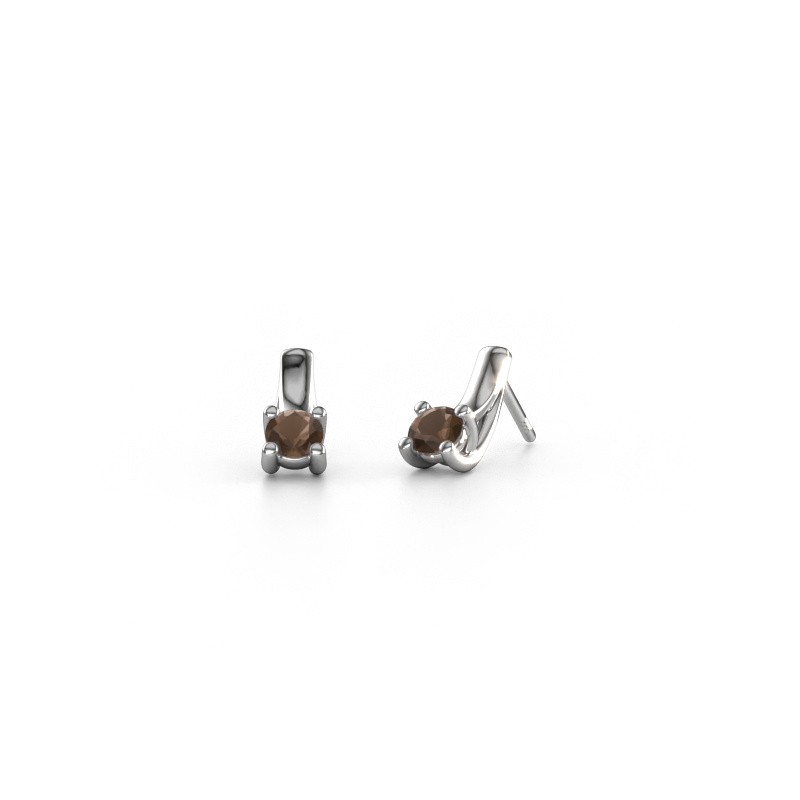 Image of Earrings Mia 1 950 platinum Smokey quartz 4.2 mm