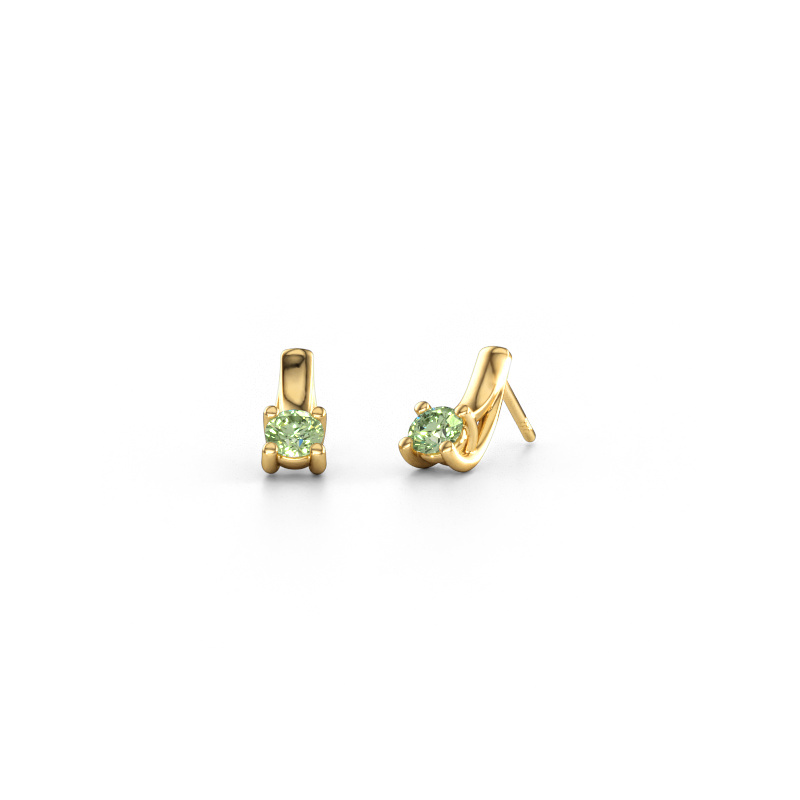 Image of Earrings Mia 1 585 gold Green lab grown diamond 4.2 mm