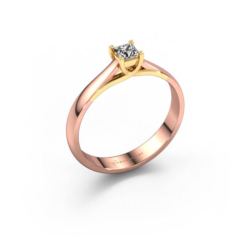 Image of Engagement ring Mia Square 585 rose gold Diamond 0.17 crt