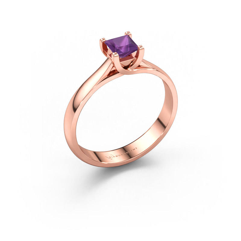 Bild av Förlovningsring Mia Square 585 roséguld Ametist 4 mm