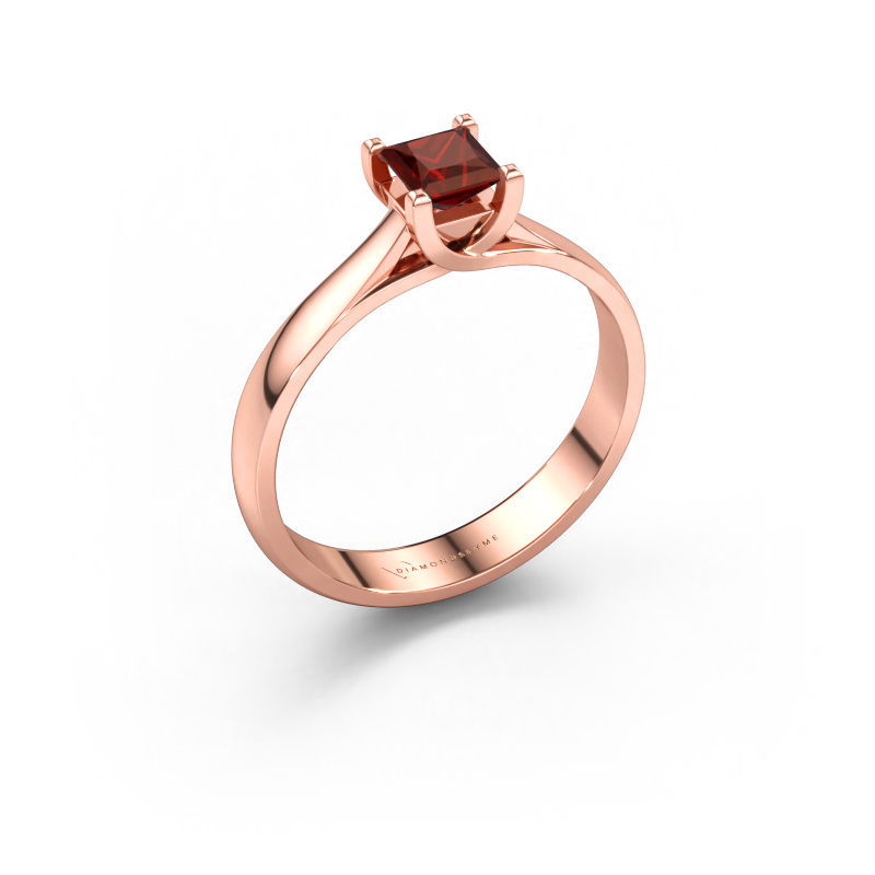 Immagine di Anello di fidanzamento Mia Square 585 oro rosa Granato 4 mm