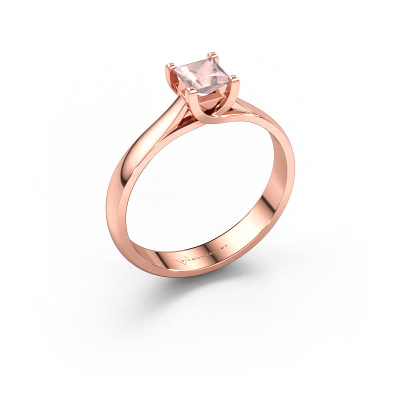 Immagine di Anello di fidanzamento Mia Square 585 oro rosa Morganite champagne 4 mm