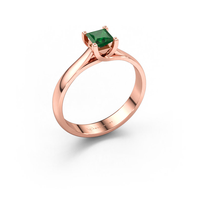 Bild av Förlovningsring Mia Square 585 roséguld Smaragd 4 mm