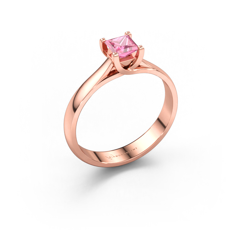 Bild av Förlovningsring Mia Square 585 roséguld Rosa safir 4 mm