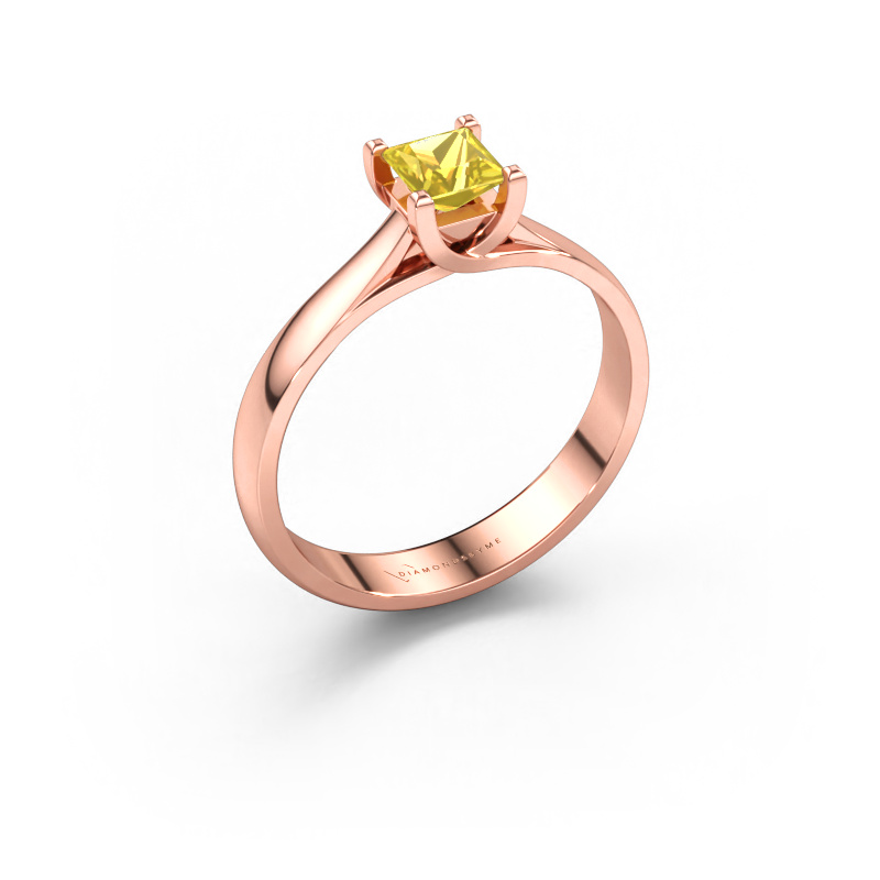 Immagine di Anello di fidanzamento Mia Square 585 oro rosa Zaffiro giallo 4 mm