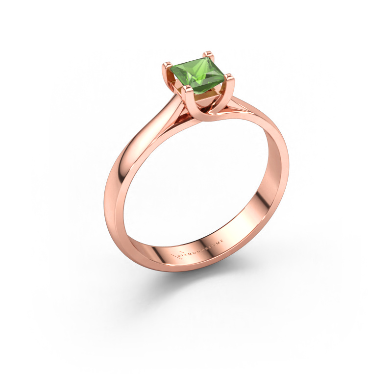Bild av Förlovningsring Mia Square 585 roséguld Grön turmalin 4 mm