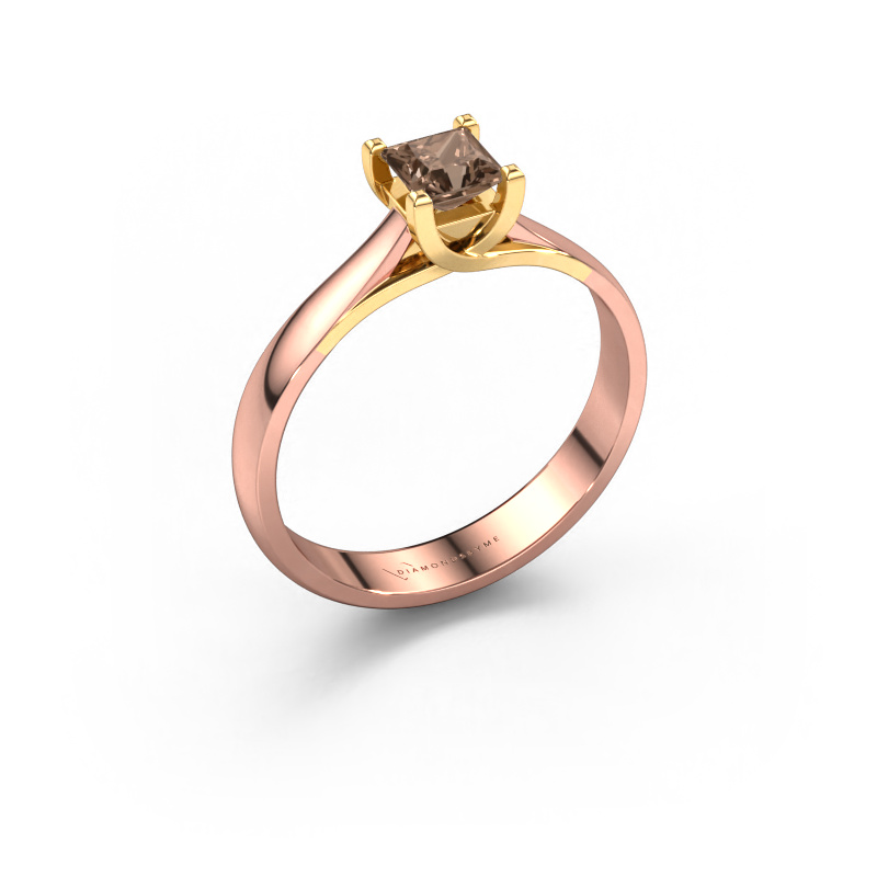 Image of Engagement ring Mia Square 585 rose gold Brown diamond 0.40 crt
