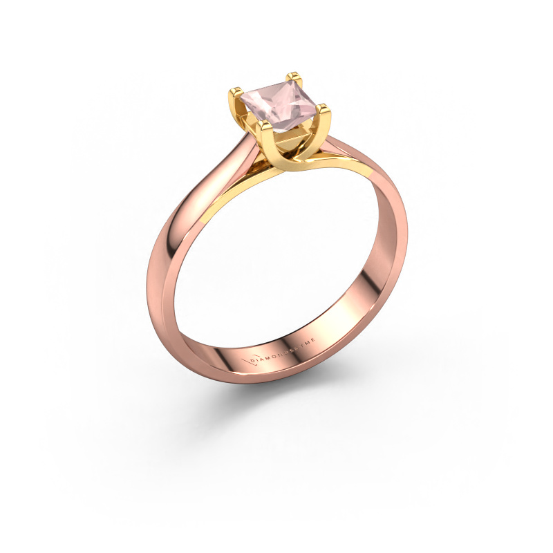 Afbeelding van Aanzoeksring Mia Square 585 rosé goud Morganiet champagne 4 mm