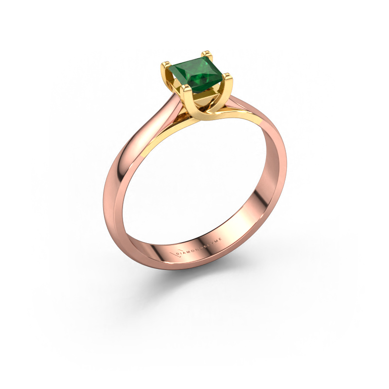 Bild von Verlobungsring Mia Square 585 Roségold Smaragd 4 mm