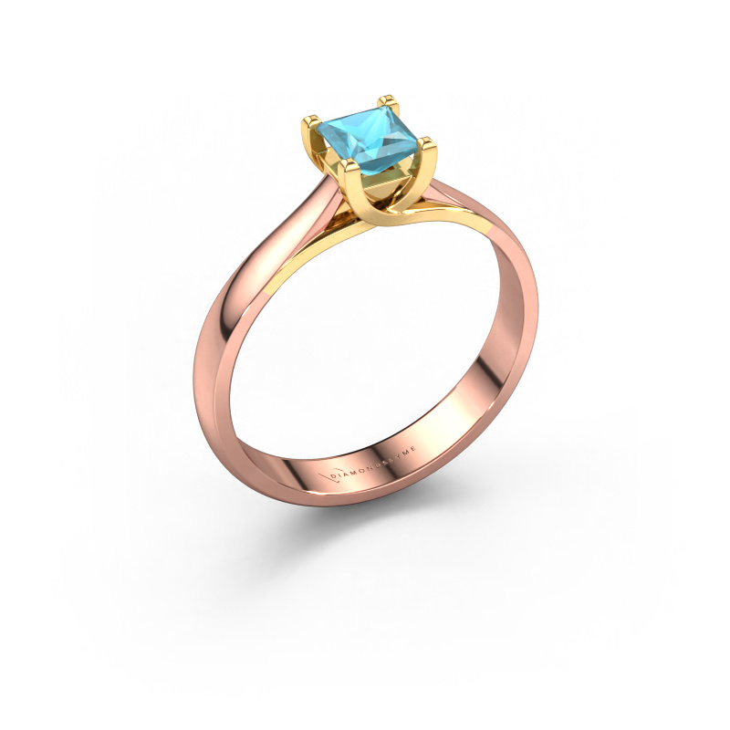 Bild von Verlobungsring Mia Square 585 Roségold Blau Topas 4 mm