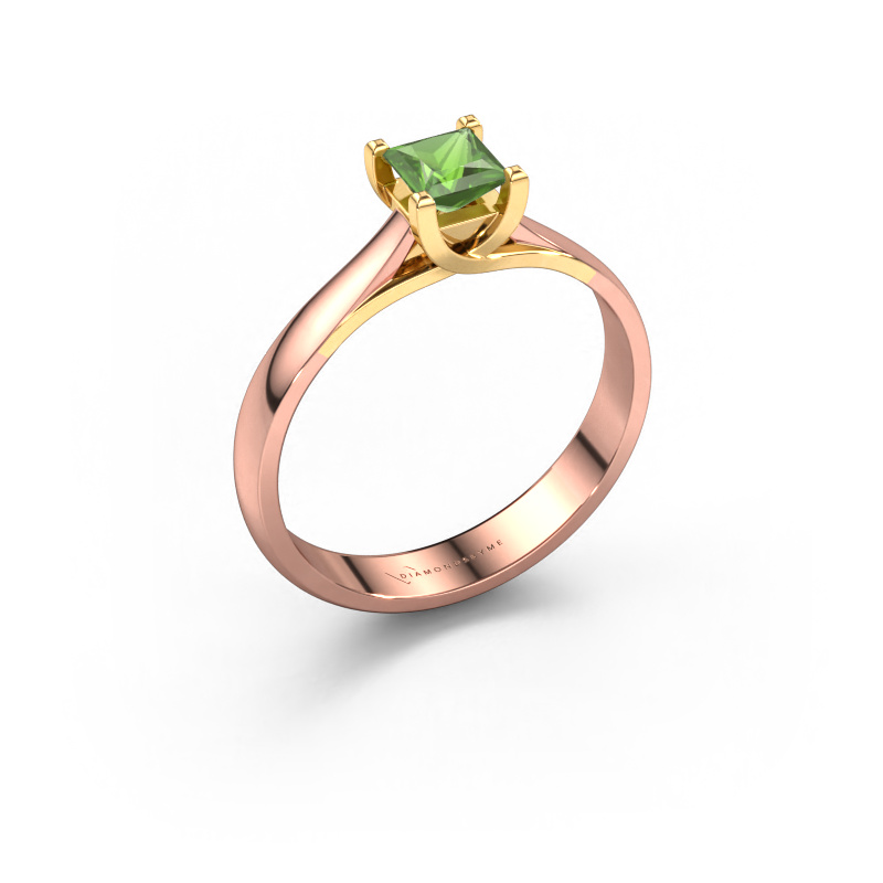 Bild von Verlobungsring Mia Square 585 Roségold Turmalin grün 4 mm
