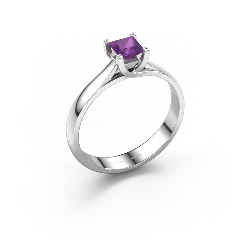 Image of Engagement ring Mia Square 950 platinum Amethyst 4 mm